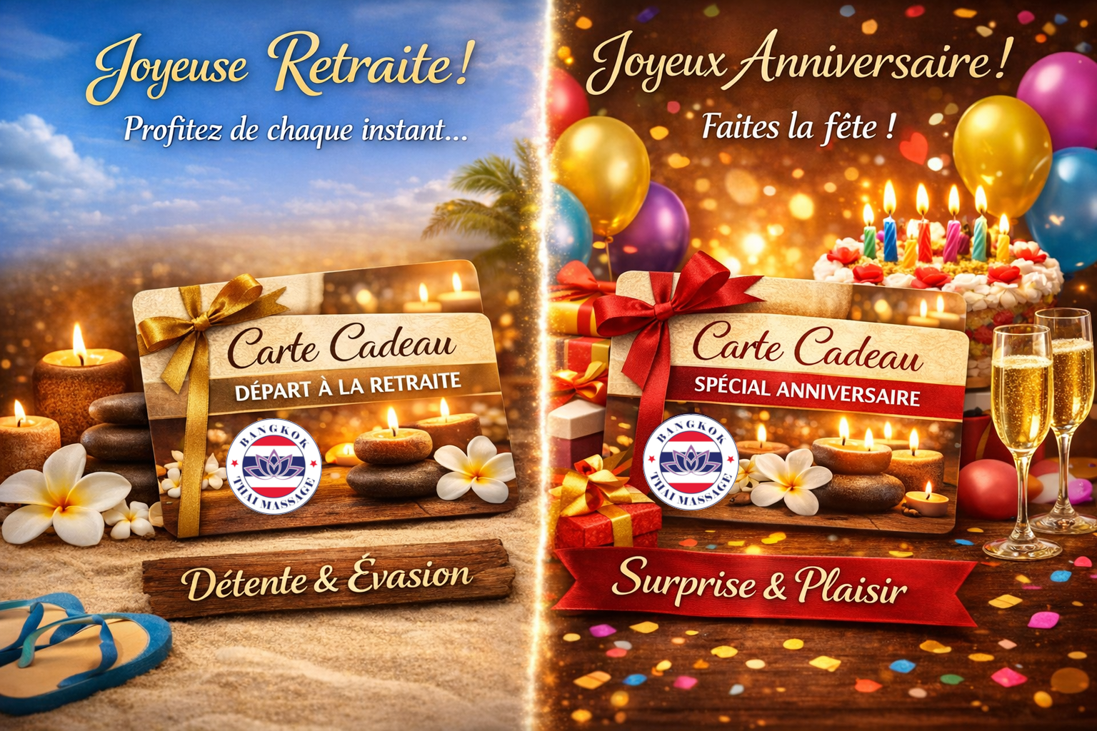 Carte-cadeau Bangkok Thaï Massage anniversaire retraite